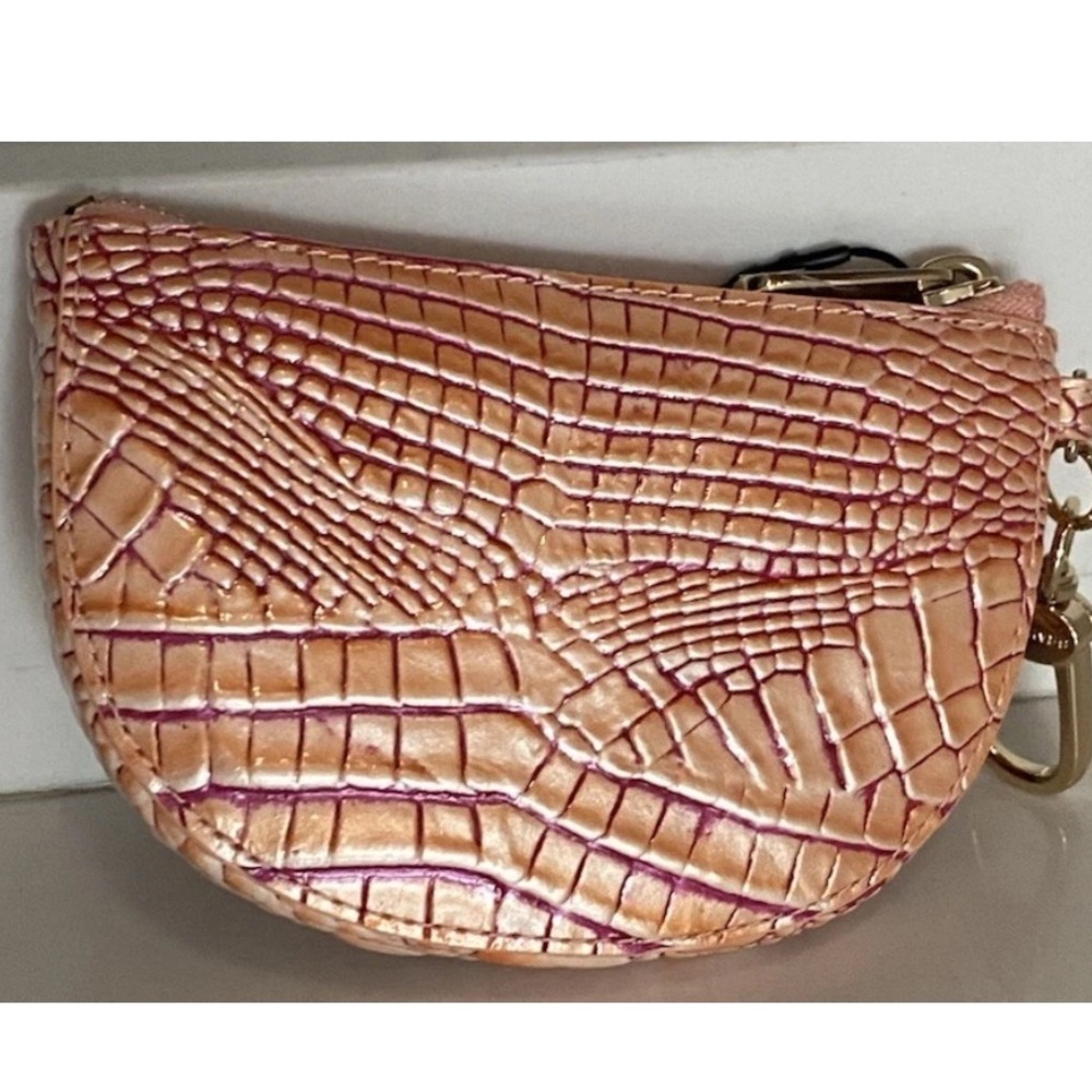 Brahmin Daisy APRICOT ROSE Wristlet Clutch & Clip On Britt Card Coin Wallet-2 PC - Picture 16 of 16